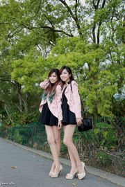 Extremely pure and sweet Taiwanese twin sisters flower fresh outdoor shoot