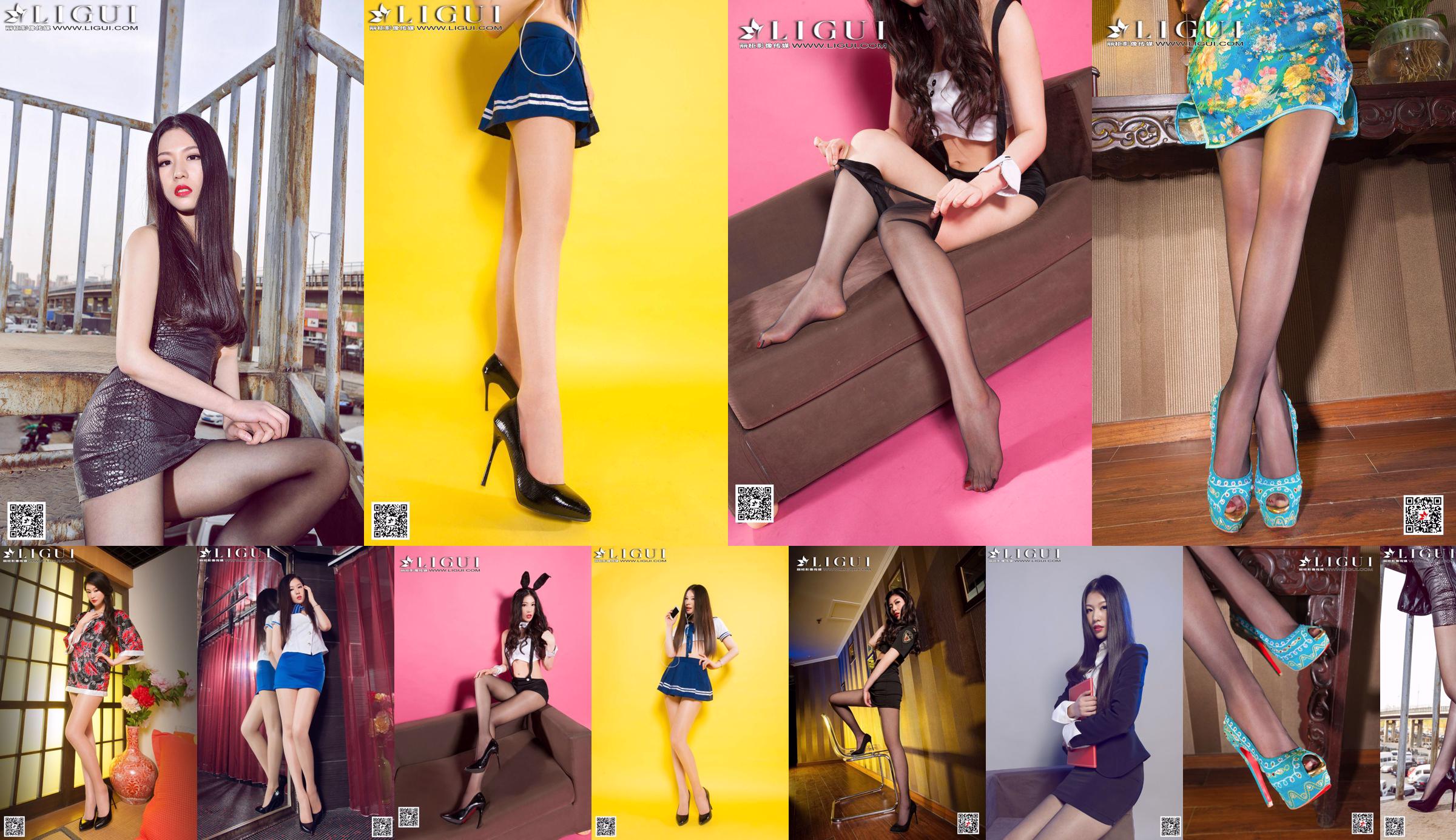 Model Jiayi "High Heels Secretary aus grauer Seide" Sämtliche Arbeiten [丽 柜 LiGui] Foto von schönen Beinen und Jadefüßen No.4818c2 Seite 1